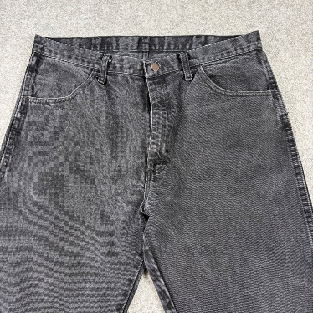Rustler Jeans Mens 36x32 Black Denim Straight Leg Workwear Construction Utility
